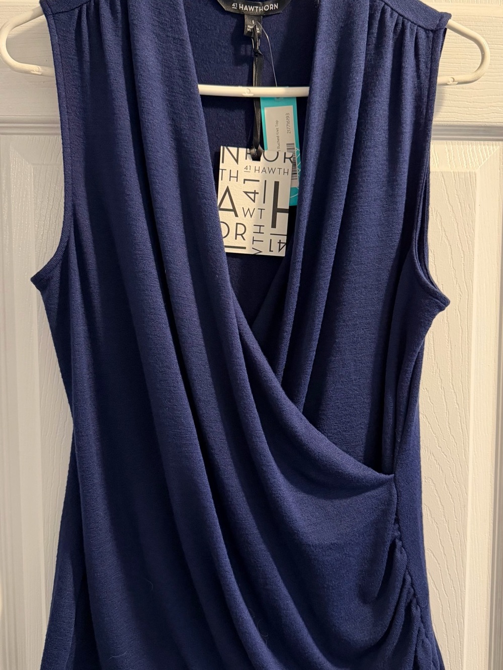 41 Hawthorn Deep Navy Sleeveless Draped Wrap Camisole